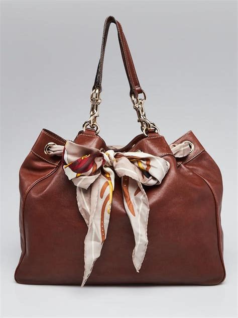 Positano leather tote Gucci Brown in Leather 